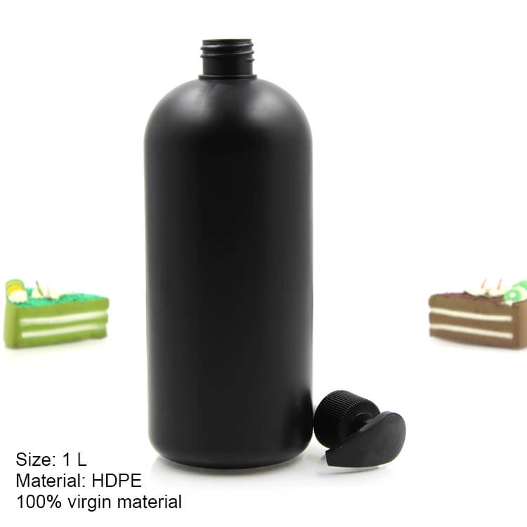 black shampoo bottle