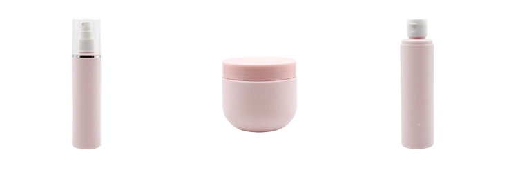 pink cosmetic bottle and jar