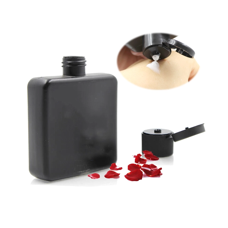 black cosmetic plastic bottle
