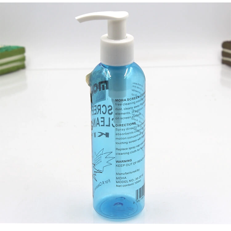 180 ml clear blue cosmetic packaging plastic bottle