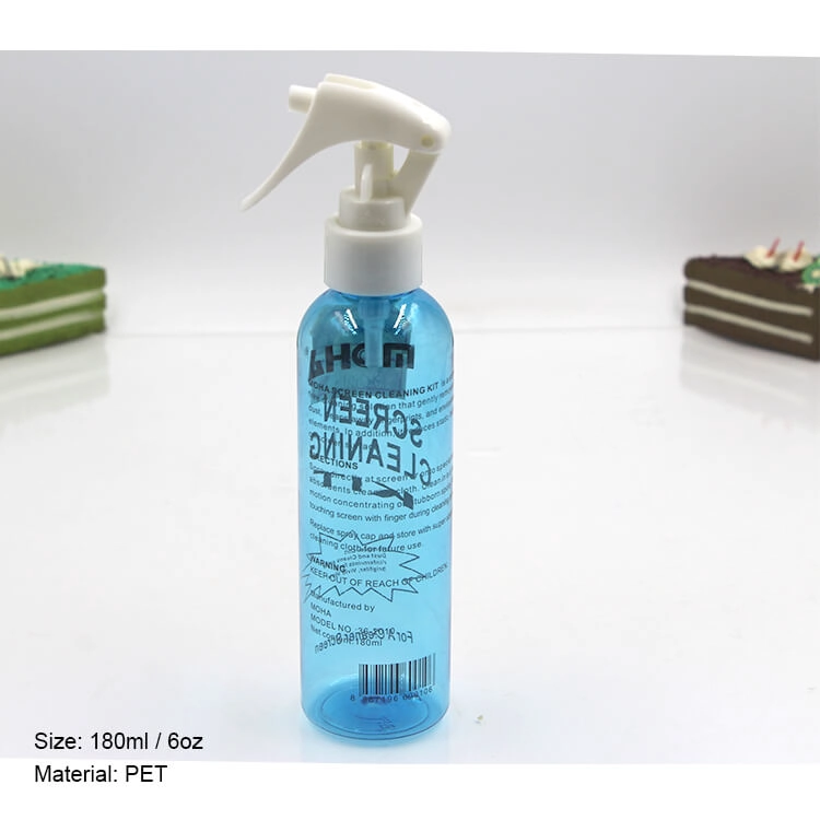 180 ml clear blue cosmetic packaging plastic bottle