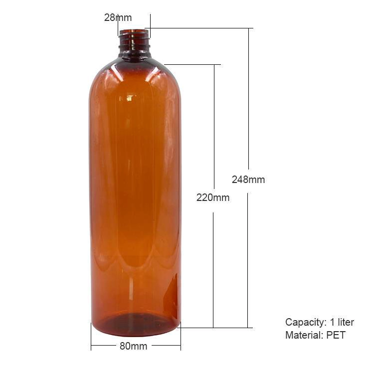 1 L amber boston round bottle