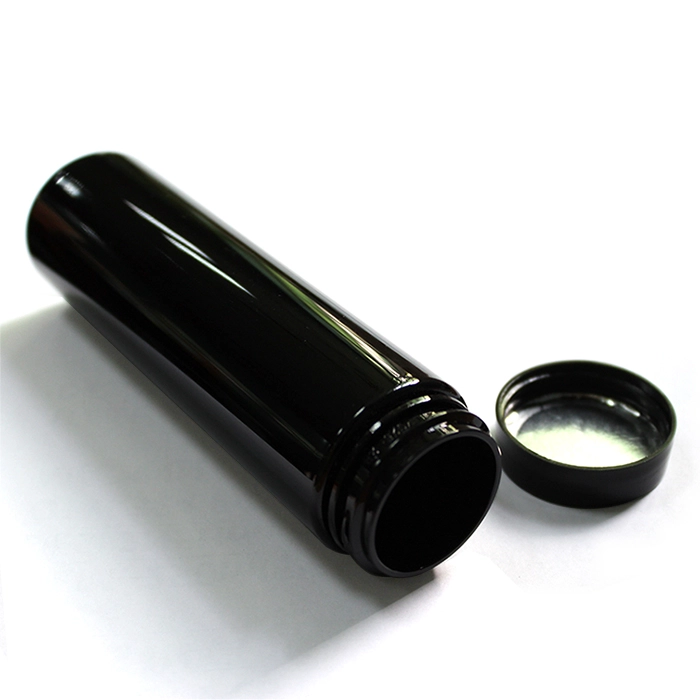 5oz black pet cylinder bottle with wide mouth