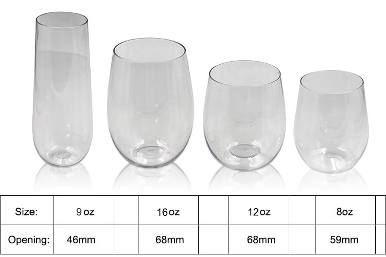 dimension of plastic champagne flute
