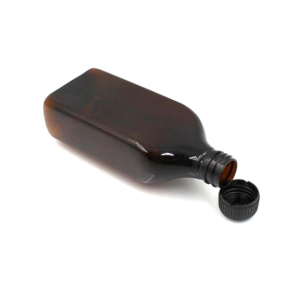 custom 300ml flat brown plastic bottle
