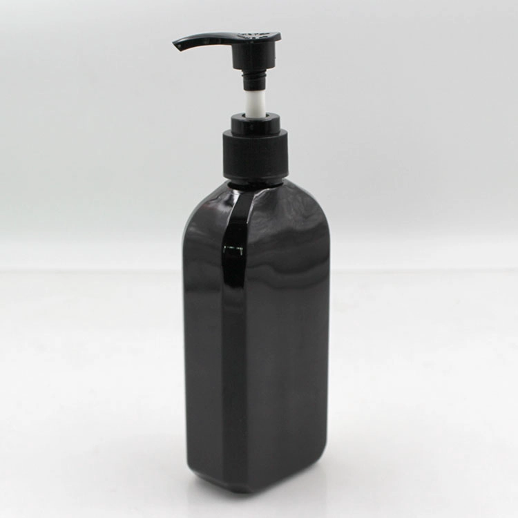 black 8oz flat cosmetic lotion pump bottle