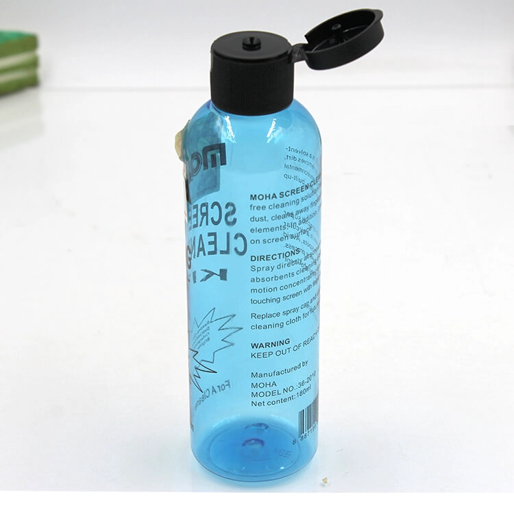 180 ml clear blue cosmetic packaging plastic bottle
