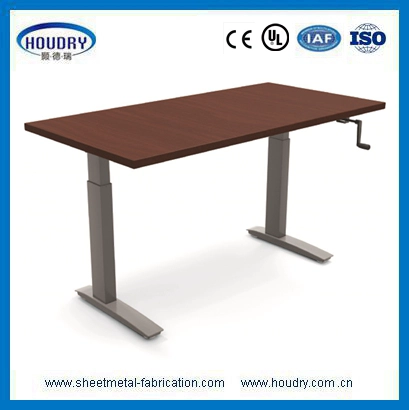 Cleaner safer adjustable hand crank standing desk with steel handle
