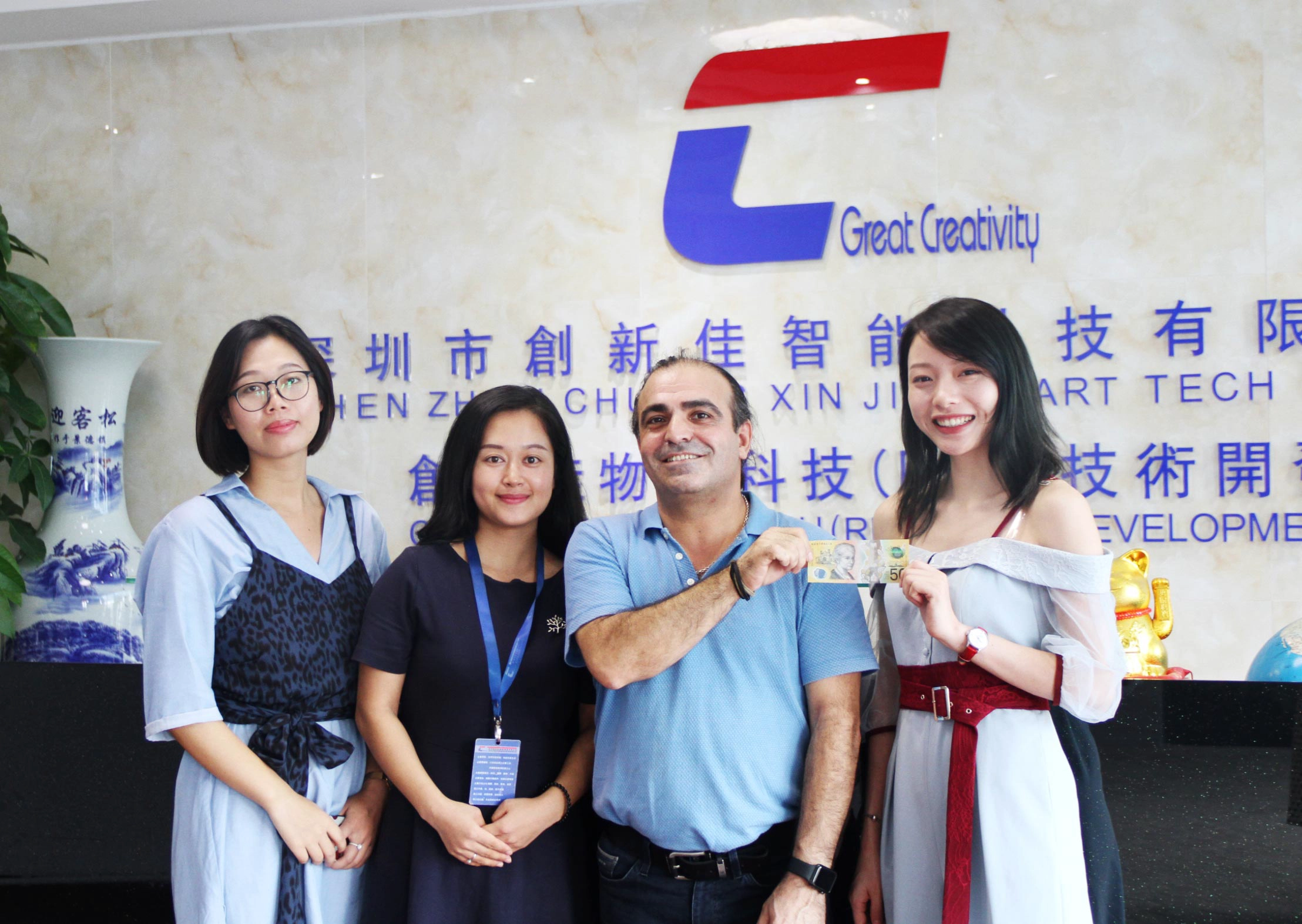 Photo with customer