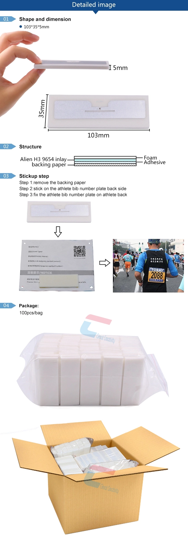 UHF RFID marathon bibs tag