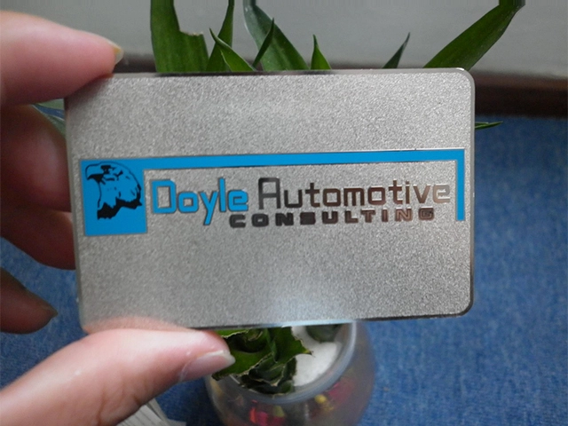 metallic looking business metal card with etched numbering