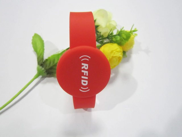 disposable silicone RFID wristband with button