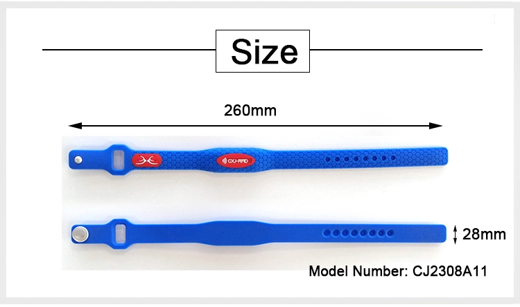 Custom Adjustable HF 13.56mhz RFID Silicone Wristband