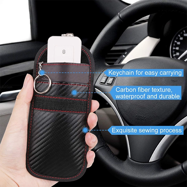 carbon fiber faraday keyfob signal blocking bag