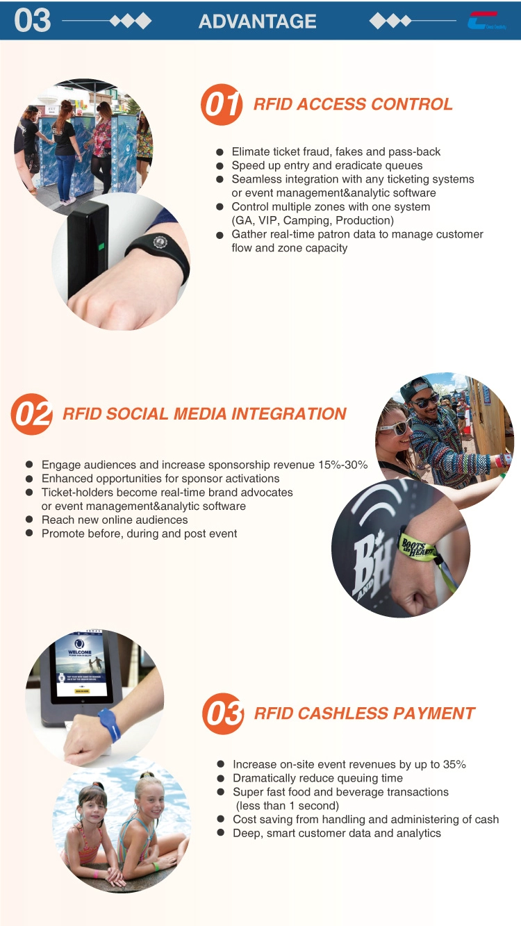 RFID silicone wristband for swimming club