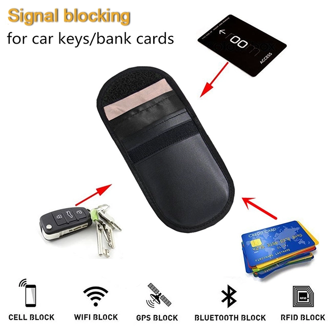 PU Leather Car Key Blocker Pouch Faraday Cage