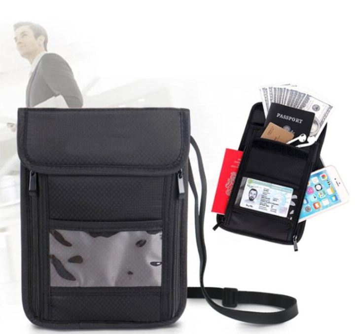 travel anti-theft RFID blocking passport neck wallet