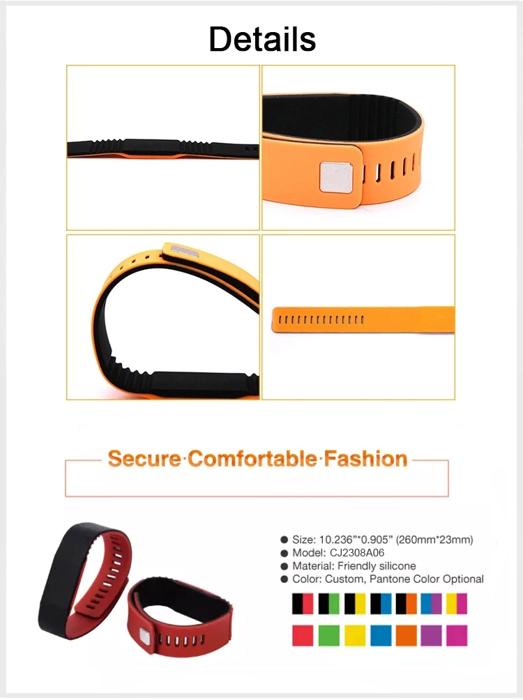 Waterproof Silicone Passive 13.56mhz RFID Wristband