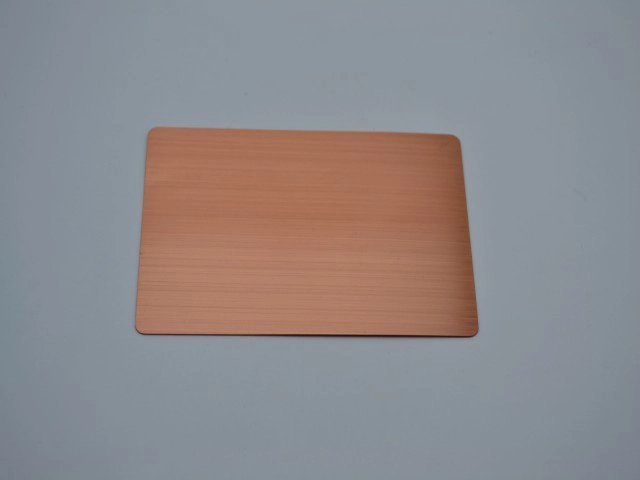 brushed rose gold metal card with modern design