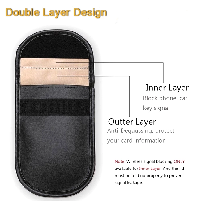 PU Leather Car Key Blocker Pouch Faraday Cage