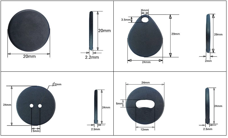 RFID laundry tags size
