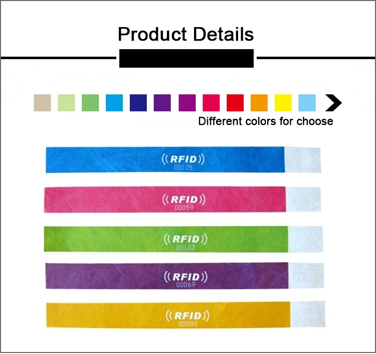 Custom Printed Disposable Tyvek RFID Wristband For Events