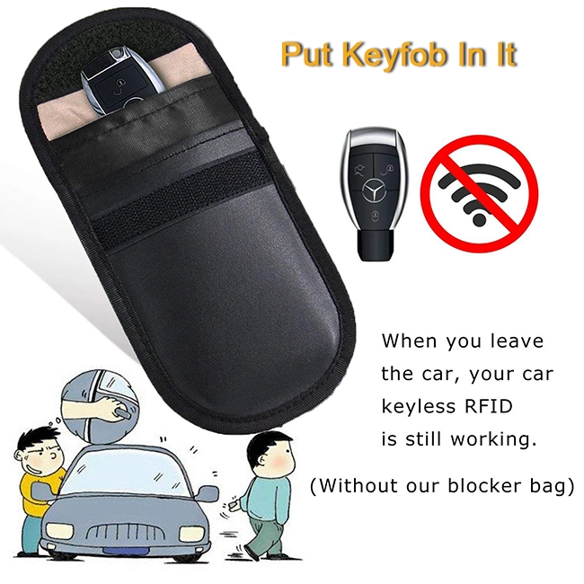 PU Leather Car Key Blocker Pouch Faraday Cage