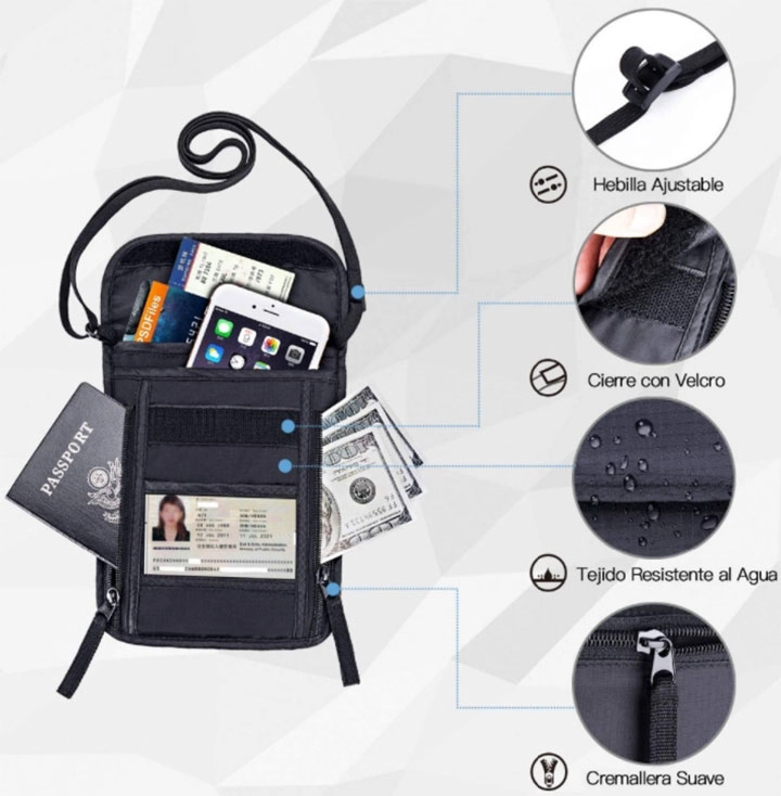 travel anti-theft RFID blocking passport neck wallet