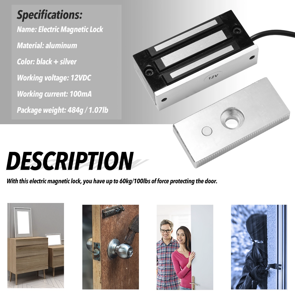 24V Magnetic Door Locker EM 60KG 100LBS Cabinet Locks Electromagnetic Lock