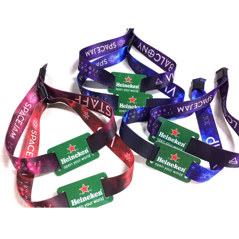 porcelana Pago personalizado de tela 13.56MHz RFID NFC chip tejido pulsera para eventos fabricante
