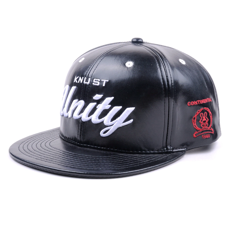 embroidery logo leather snapback hat, High Quality embroidery leather hat, embroidery leather hat