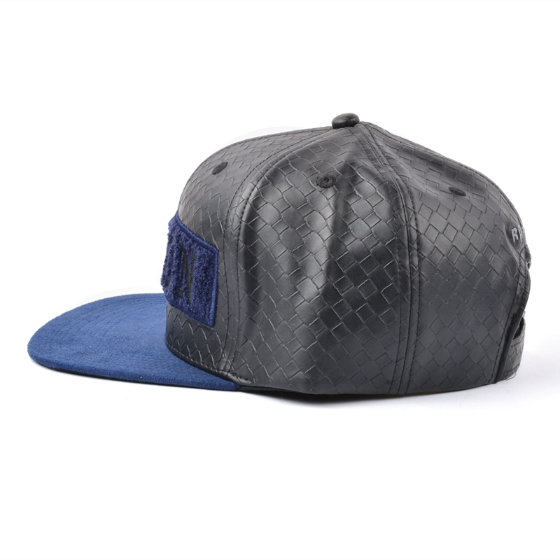 suede brim snapback caps, leather snapback caps custom, towel embroidery snapback caps