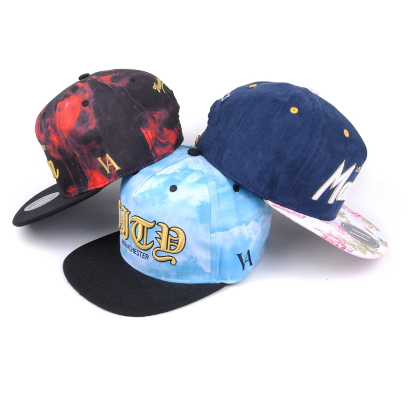 3d embroidery flat brim snapback caps