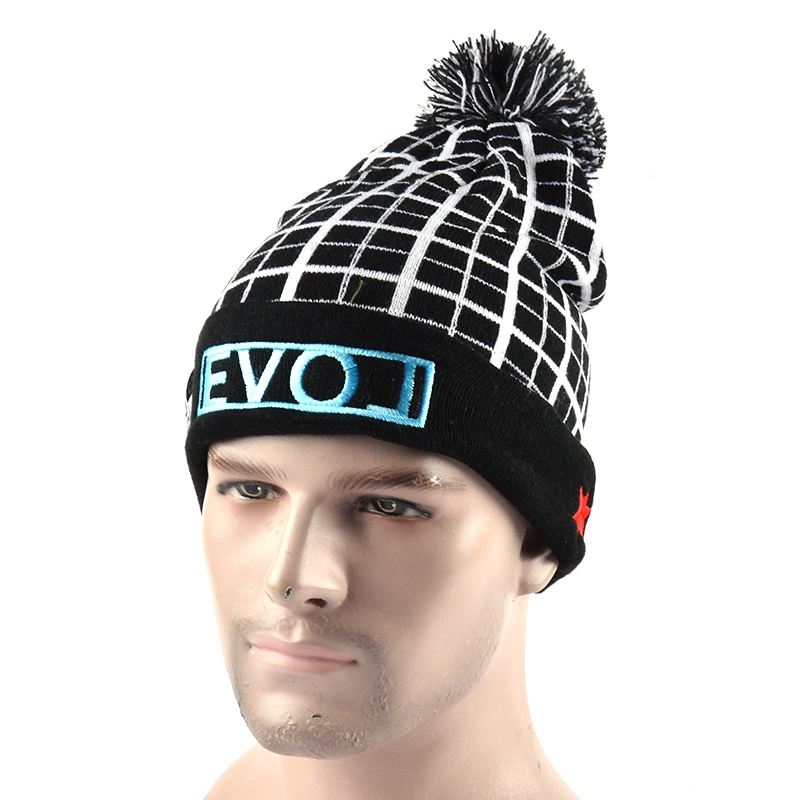 china black and white striped beanie hat