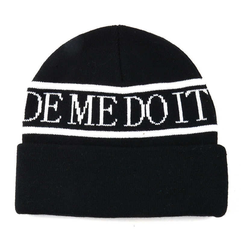 beanie hat black and white