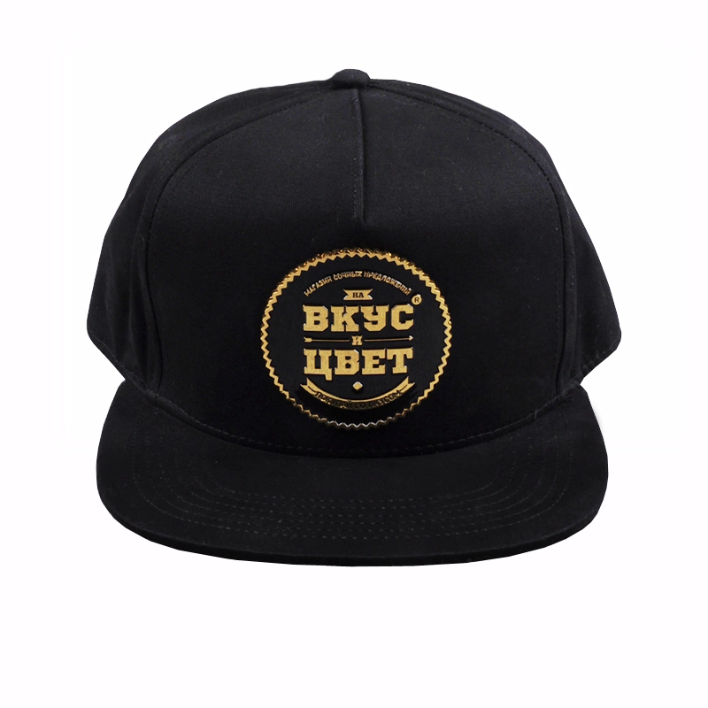 5 panels black snapback caps