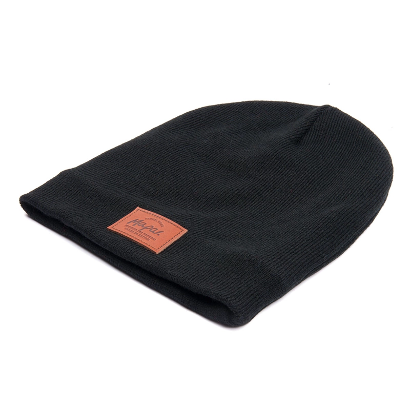 Promotional Comfortable Black Slouchy Beanie Custom