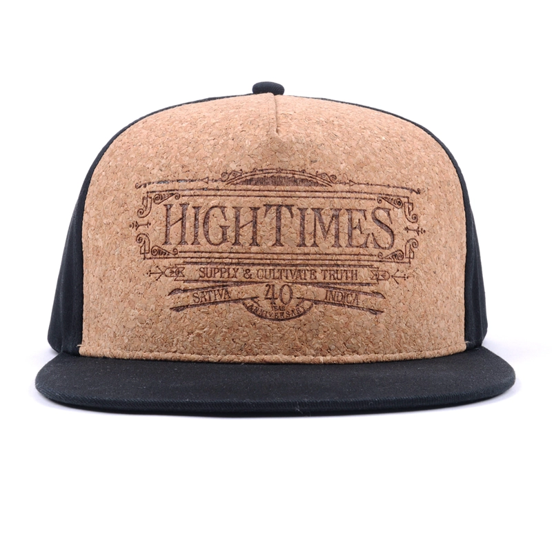 5 panels snapback hats, embossed logo cork snapback hats, custom wood snapback hats