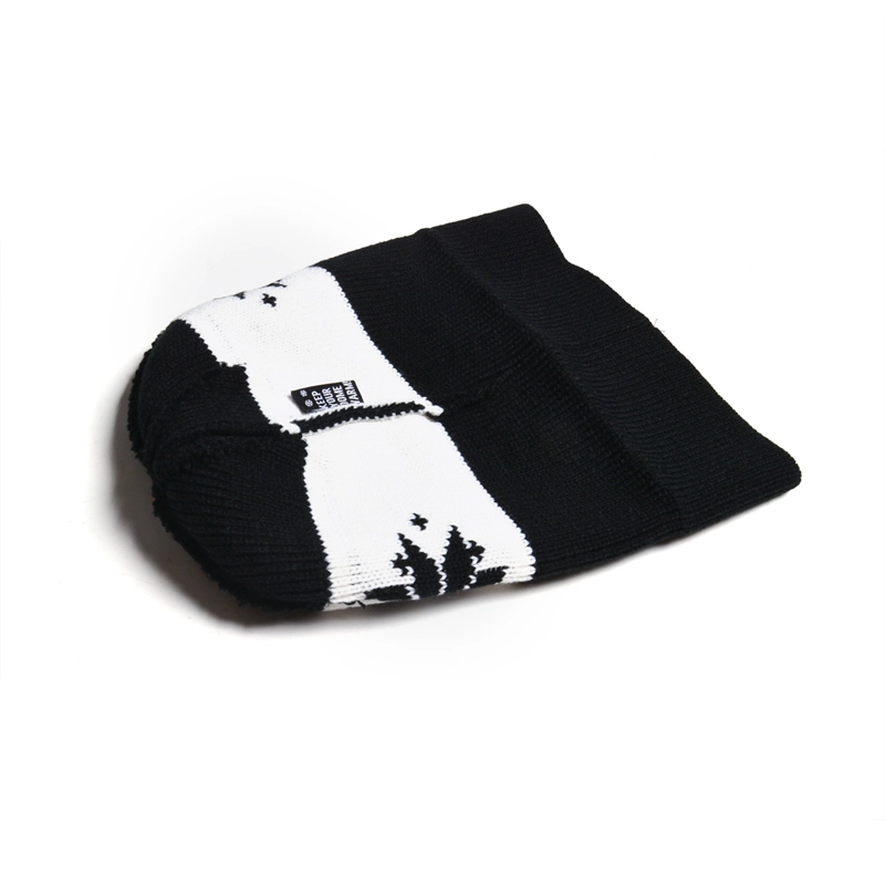 jacquard logo patch winter knit hats