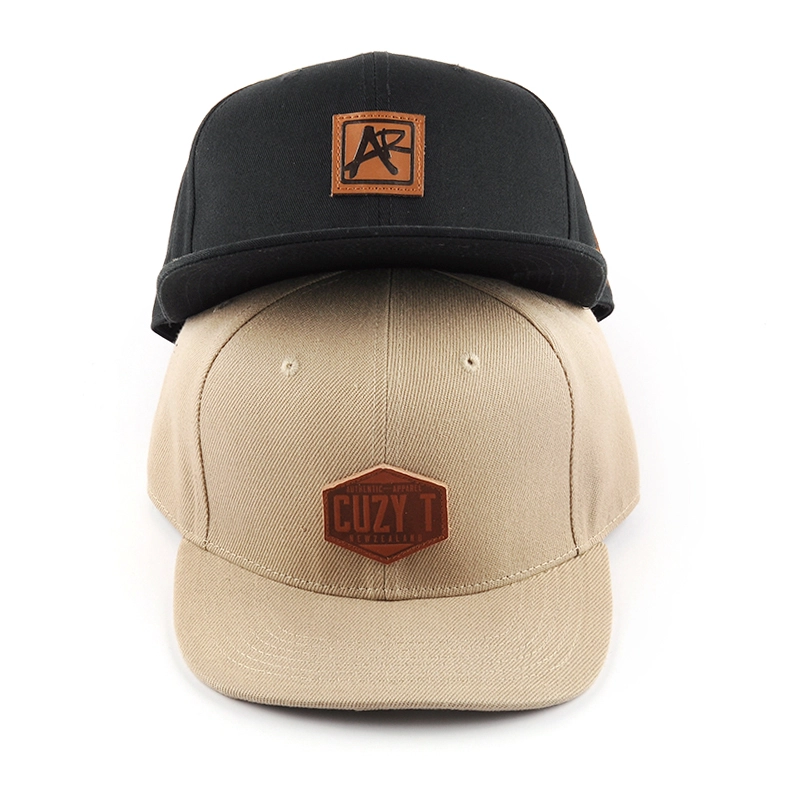 leather logo flat brim snapback caps, snapback caps factory custom