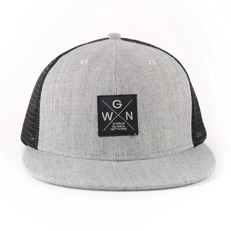 flat brim acrylic wool trucker cap