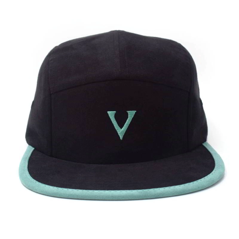 black suede 5 panels caps