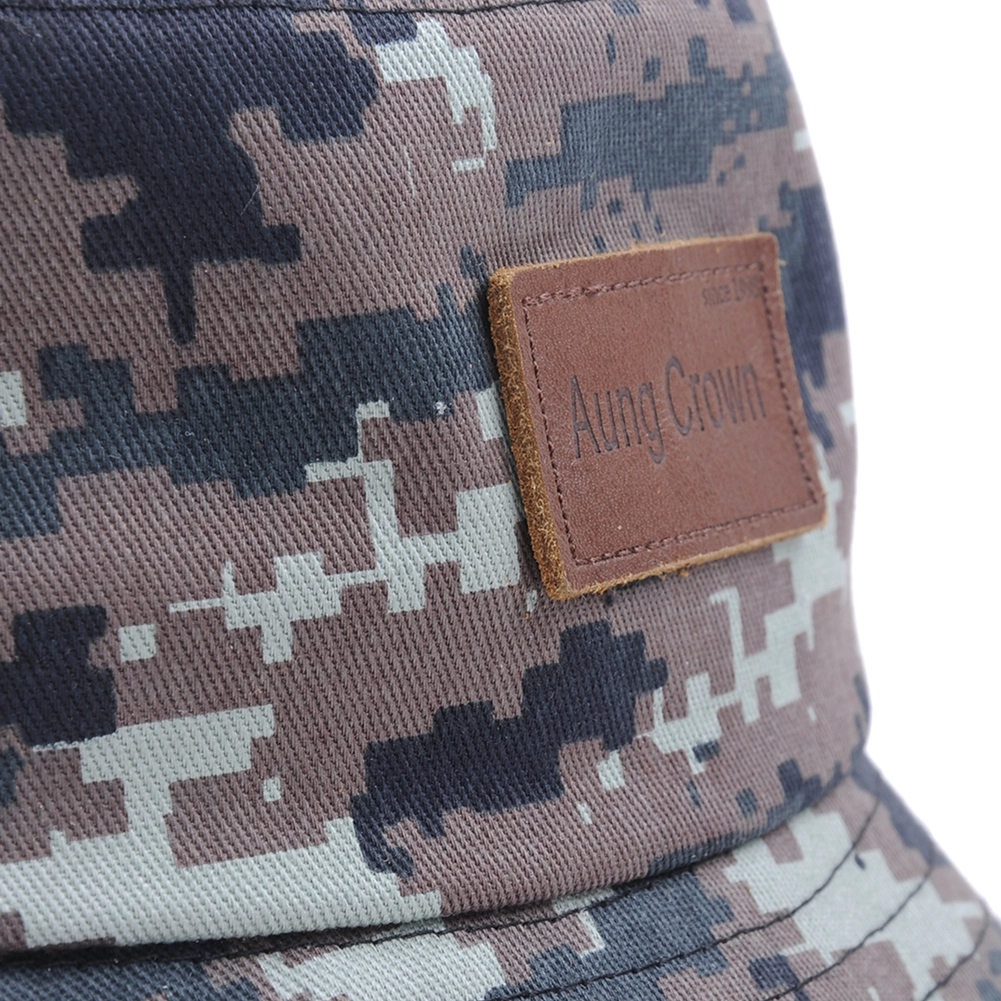 leather patch camo bucket hats, custom camo bucket hats