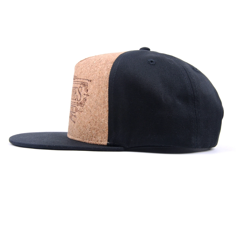 5 panels snapback hats, embossed logo cork snapback hats, custom wood snapback hats