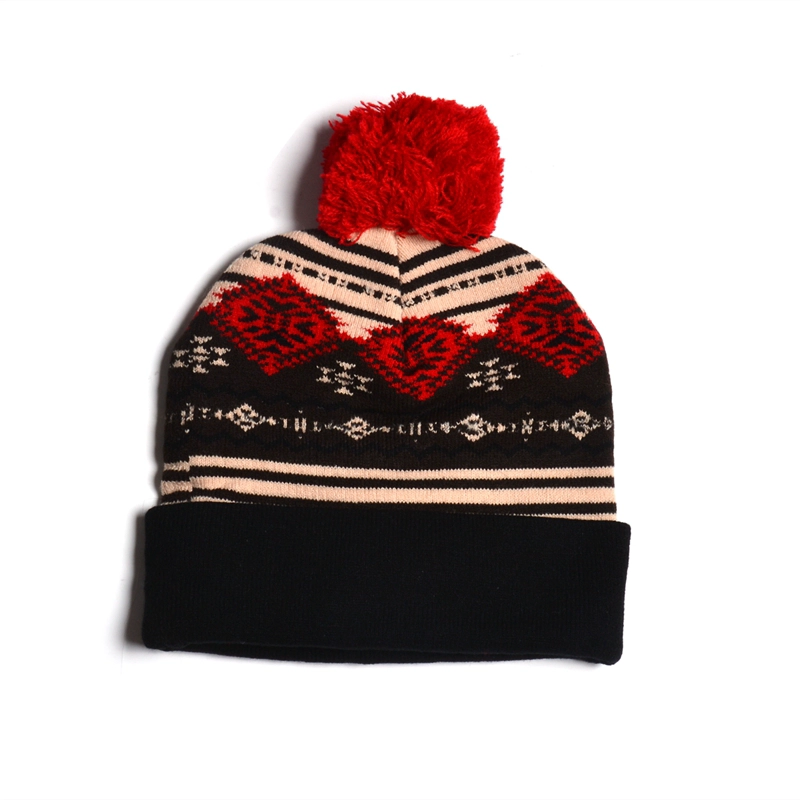 custom made beanies with pom, customize beanies online, jacquard winter beanie with pom