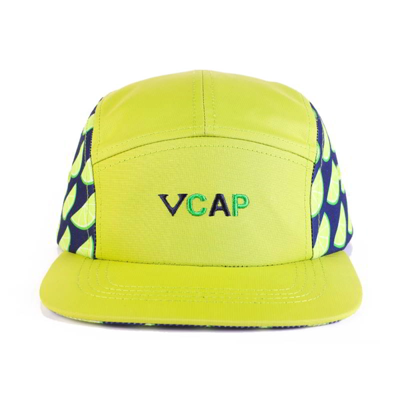 plain embroidery letters 5 panels caps
