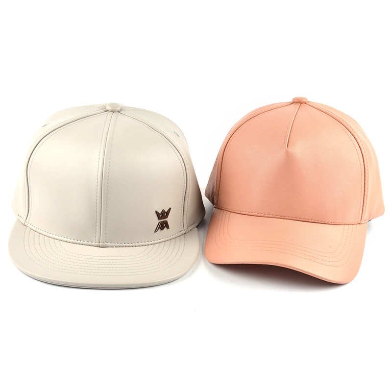 plain logo white leather snapback caps