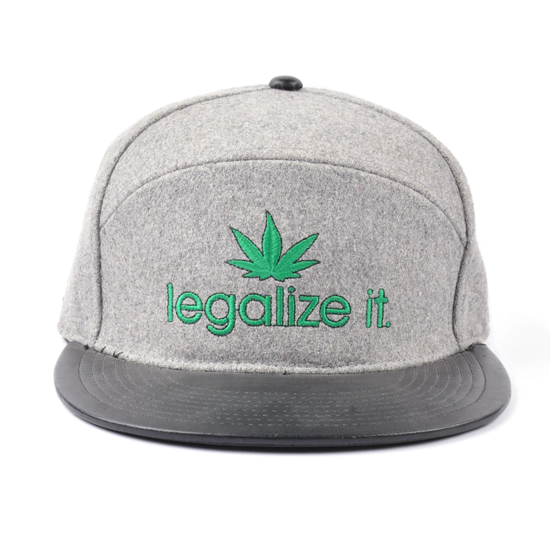 leather flat brim melton wool snapback cap, design your own snapback cap china, 6 panel snapback cap on sale