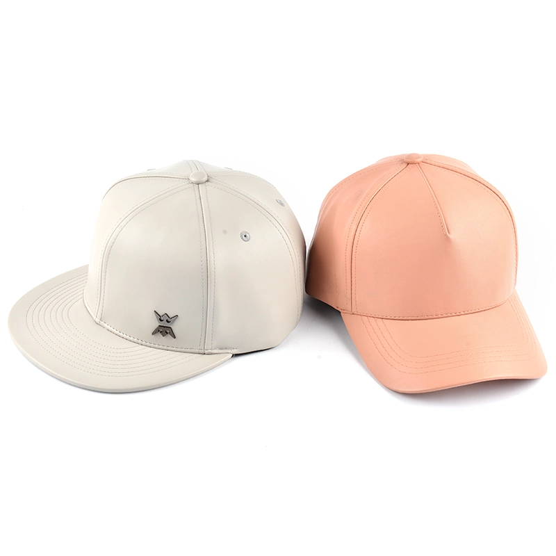 5 panels blank leather baseball cap