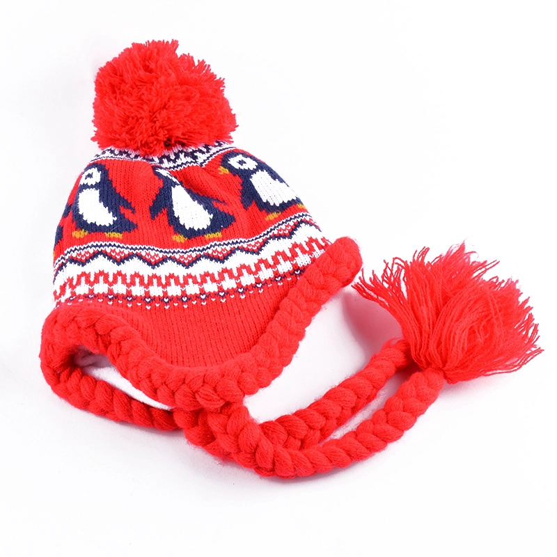 Wholesale Flat Embroidery Custom Knit Acrylic Beanie